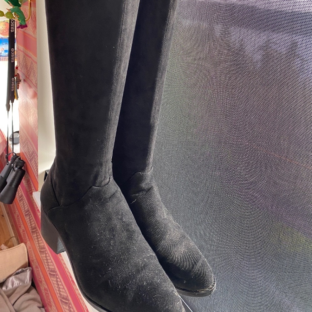 Steve Madden Gabbie Thigh High Over-Knee Boots Black Microsuede 8.5